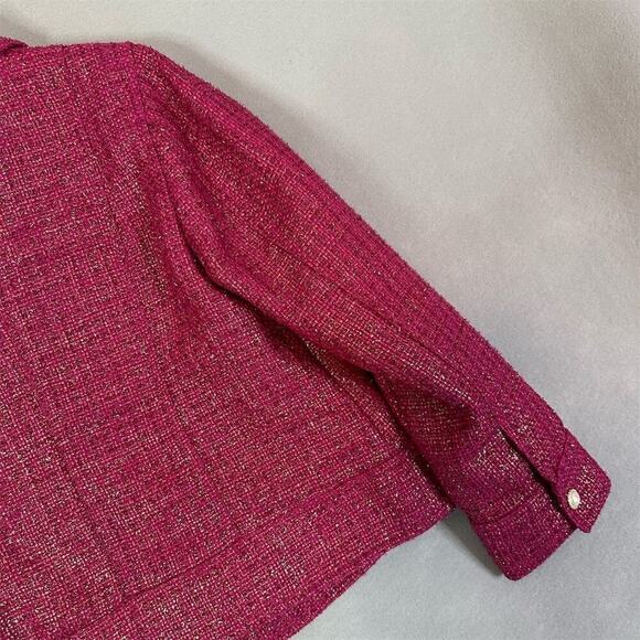 Chico's Jacket Women Size 12/14 Tweed Full Zip Glam Buttons Pockets Classic - Picture 13 of 16